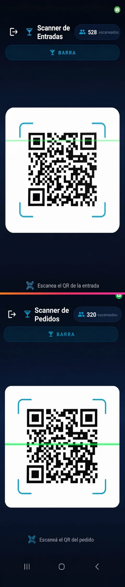 La puerta y la barra, con su propia pantalla — recorrido de pantallas